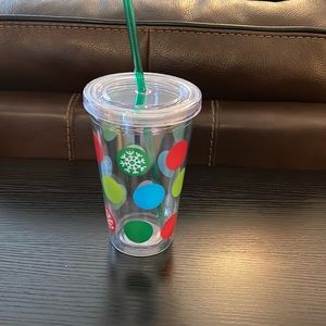 Vintage Holiday Cold Cup with Straw NWT
